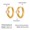 Wholesale Women's Minimalist Geometric Round Zircon Earrings Stainless Steel 18K Gold Plated By Vacuum Real Gold Plating In Pvd Furnace