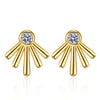 Wholesale Women's Minimalist Geometric S925 Sterling Silver Electroplated Ear Studs With Zircon And Antiallergy Feature