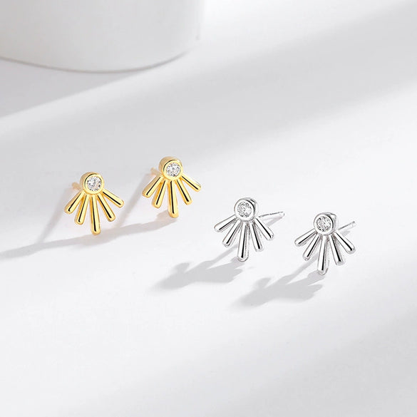 Wholesale Women's Minimalist Geometric S925 Sterling Silver Electroplated Ear Studs With Zircon And Antiallergy Feature