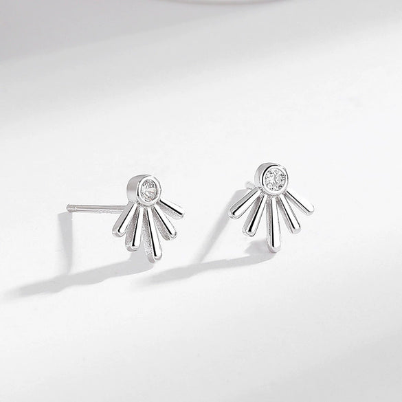 Wholesale Women's Minimalist Geometric S925 Sterling Silver Electroplated Ear Studs With Zircon And Antiallergy Feature