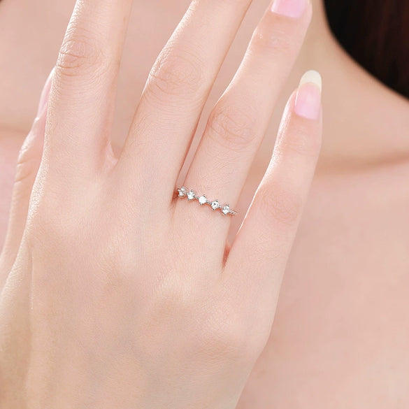 Wholesale Women's Minimalist Geometric S925 Sterling Silver Microinlaid Zircon Ring Jewelry