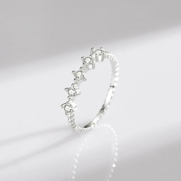 Wholesale Women's Minimalist Geometric S925 Sterling Silver Microinlaid Zircon Ring Jewelry