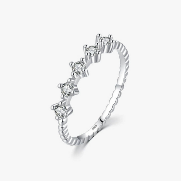 Wholesale Women's Minimalist Geometric S925 Sterling Silver Microinlaid Zircon Ring Jewelry