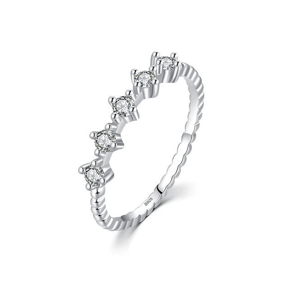 Wholesale Women's Minimalist Geometric S925 Sterling Silver Microinlaid Zircon Ring Jewelry