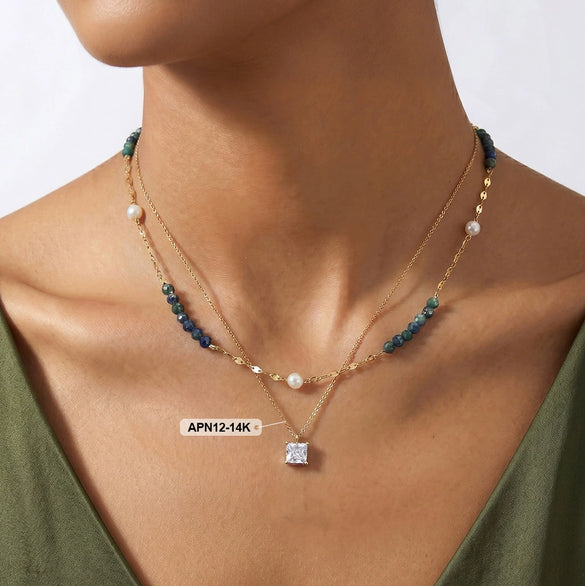 Wholesale Women's Minimalist Geometric Semiprecious Stone S925 Silver Electroplated Cross Chain Necklace