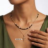 Wholesale Women's Minimalist Geometric 925 Silver Black Tourmaline Pearl 14K Goldplated Beaded Necklace