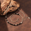 Wholesale Women's Minimalist Geometric 925 Silver Black Tourmaline Pearl 14K Goldplated Beaded Necklace