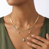 Wholesale Women's Minimalist Geometric 925 Silver Electroplated Cross Chain Necklace With Turquoise Pendant