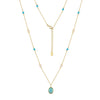 Wholesale Women's Minimalist Geometric 925 Silver Electroplated Cross Chain Necklace With Turquoise Pendant