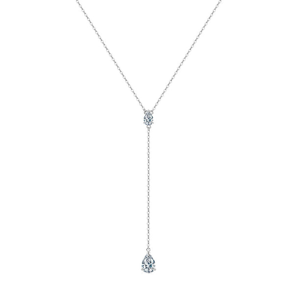 Wholesale Women's Minimalist Geometric 925 Silver Electroplated Cross Chain Zircon Pendant Necklace