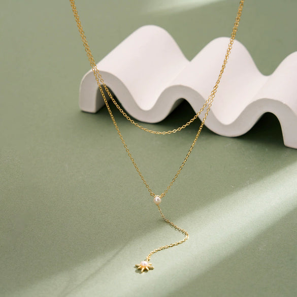 Wholesale Women's Minimalist Geometric Silver Electroplated Tassel Star Clavicle Pendant Yshaped Choker Necklace