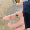 Wholesale Women's Minimalist Geometric Square Diamond Ring Made Of Titanium Steel With Electroplating