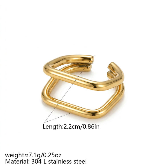 Wholesale Women's Minimalist Geometric Square Open Titanium Steel Electroplated Ring Fashion Accessory