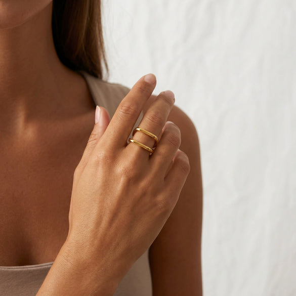 Wholesale Women's Minimalist Geometric Square Open Titanium Steel Electroplated Ring Fashion Accessory