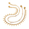 Wholesale Women's Minimalist Geometric Stainless Steel And Freshwater Pearl Double Anklet With Electroplating Design