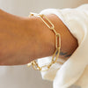 Wholesale Women's Minimalist Geometric Stainless Steel And Titanium Steel Gold Plated Wide Bracelet Jewelry