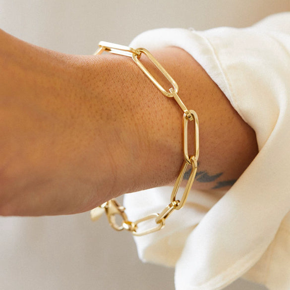 Wholesale Women's Minimalist Geometric Stainless Steel And Titanium Steel Gold Plated Wide Bracelet Jewelry