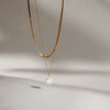 Wholesale Women's Minimalist Geometric Stainless Steel And Titanium Steel Necklace With Natural Pearl And Pvd Furnace Vacuum Real Gold Plating