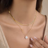 Wholesale Women's Minimalist Geometric Stainless Steel And Titanium Steel Necklace With Natural Pearl And Pvd Furnace Vacuum Real Gold Plating