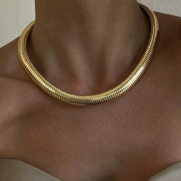 Wholesale Women's Minimalist Geometric Stainless Steel And Titanium Steel Snake Bone Chain Necklace