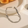 Wholesale Women's Minimalist Geometric Stainless Steel Doublelayer Blade Chain Stackable Bracelet With Polish Design