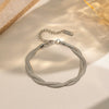 Wholesale Women's Minimalist Geometric Stainless Steel Doublelayer Blade Chain Stackable Bracelet With Polish Design
