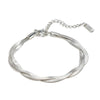 Wholesale Women's Minimalist Geometric Stainless Steel Doublelayer Blade Chain Stackable Bracelet With Polish Design