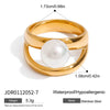 Wholesale Women's Minimalist Geometric Stainless Steel Doublelayer Pearl Cut Out Ring Jewelry Electroplated