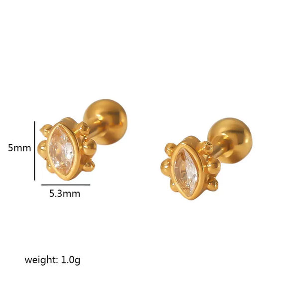 Wholesale Women's Minimalist Geometric Stainless Steel Earrings With Electroplating And Diamond