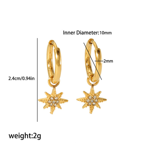 Wholesale Women's Minimalist Geometric Stainless Steel Earrings With Electroplating And Diamond
