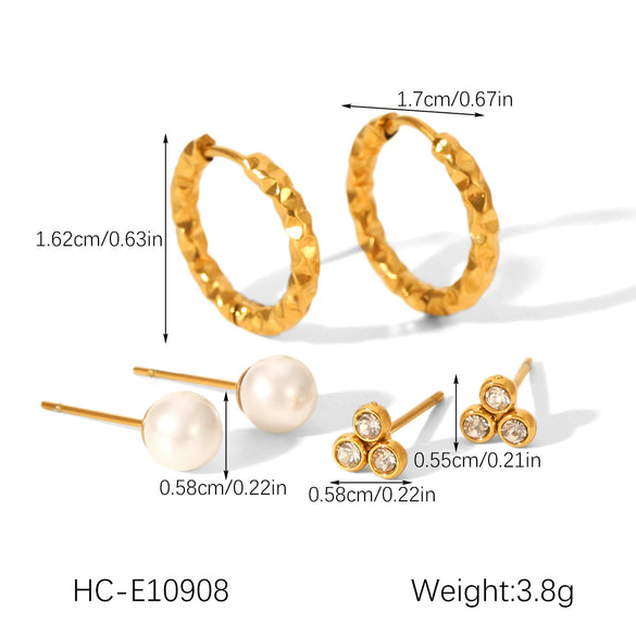 Wholesale Women's Minimalist Geometric Stainless Steel Earrings With Pvd Furnace Vacuum Real Gold Plating