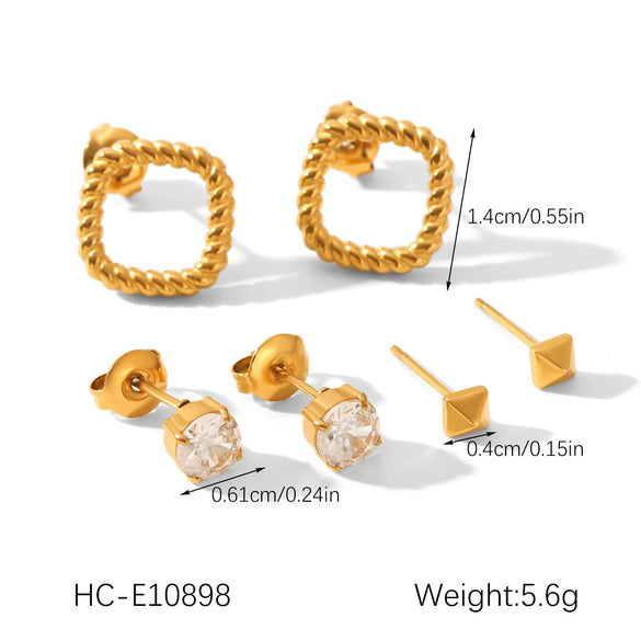 Wholesale Women's Minimalist Geometric Stainless Steel Earrings With Pvd Furnace Vacuum Real Gold Plating