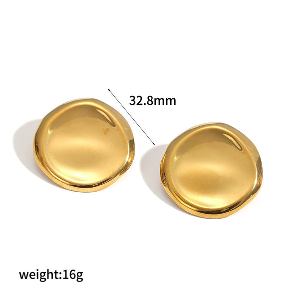 Wholesale Women's Minimalist Geometric Stainless Steel Earrings With Vacuum Real Gold Plating In Pvd Furnace