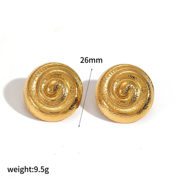 Wholesale Women's Minimalist Geometric Stainless Steel Earrings With Vacuum Real Gold Plating In Pvd Furnace