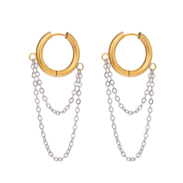 Wholesale Women's Minimalist Geometric Stainless Steel Earrings With Vacuum Real Gold Plating
