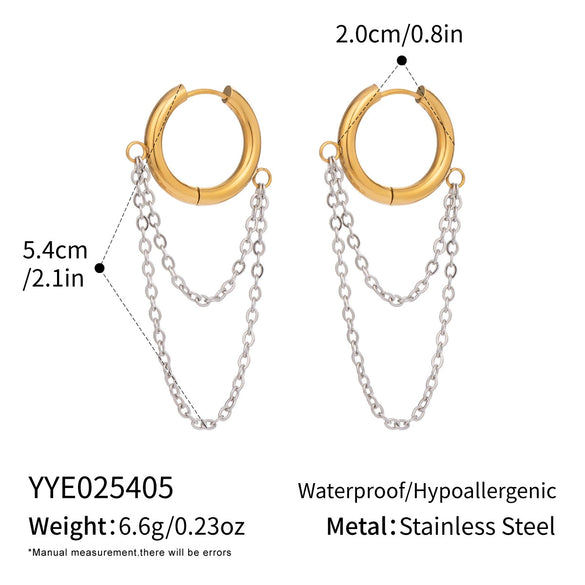 Wholesale Women's Minimalist Geometric Stainless Steel Earrings With Vacuum Real Gold Plating