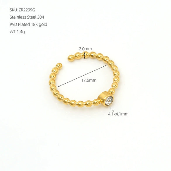 Wholesale Women's Minimalist Geometric Stainless Steel Electroplated Adjustable Open Ring Jewelry
