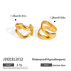 Wholesale Women's Minimalist Geometric Stainless Steel Electroplated Doublelayer Cring And Water Drop Pendant Earrings Jewelry