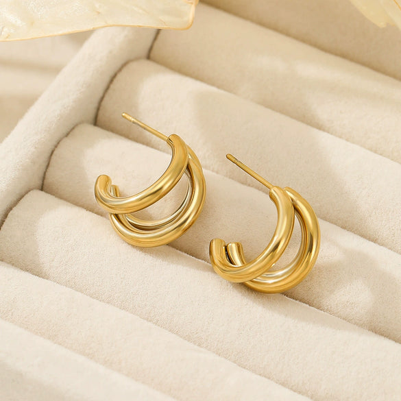 Wholesale Women's Minimalist Geometric Stainless Steel Electroplated Earrings