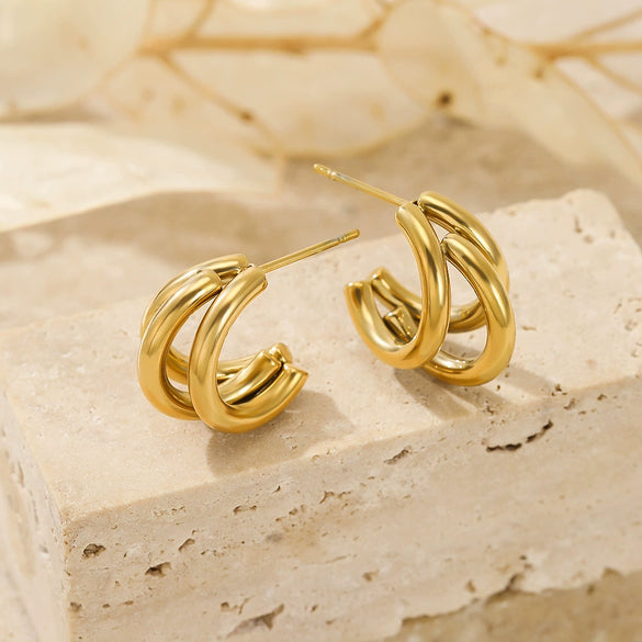 Wholesale Women's Minimalist Geometric Stainless Steel Electroplated Earrings