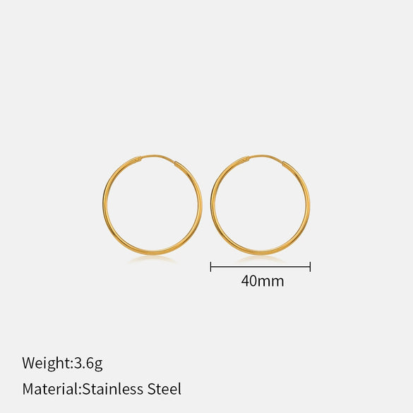 Wholesale Women's Minimalist Geometric Stainless Steel Electroplated Hoop Earrings