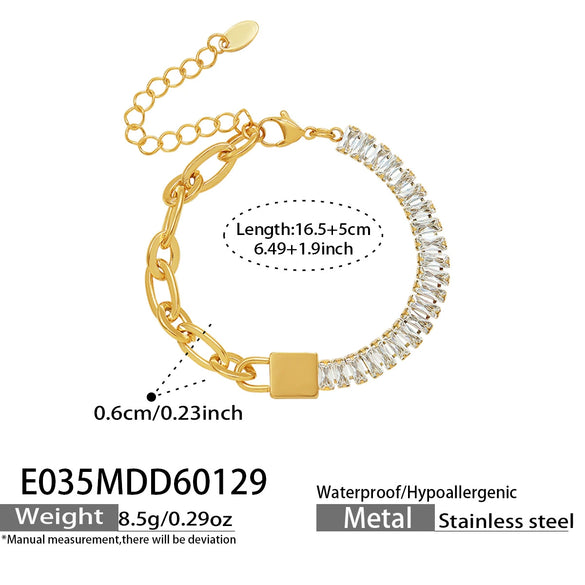 Wholesale Women's Minimalist Geometric Stainless Steel Electroplated Lock Metal Chain Bracelet Jewelry