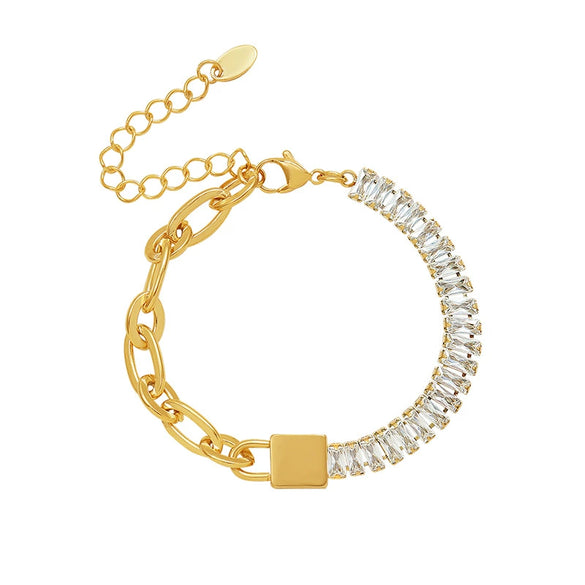 Wholesale Women's Minimalist Geometric Stainless Steel Electroplated Lock Metal Chain Bracelet Jewelry