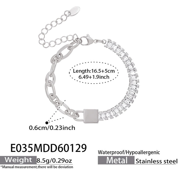 Wholesale Women's Minimalist Geometric Stainless Steel Electroplated Lock Metal Chain Bracelet Jewelry