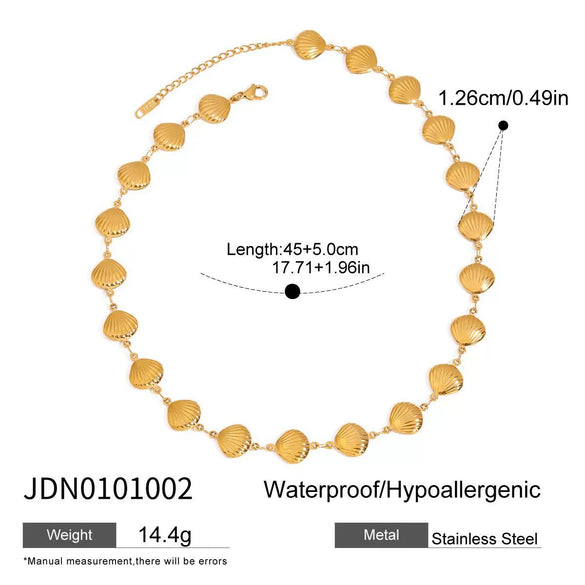 Wholesale Women's Minimalist Geometric Stainless Steel Electroplated Ribbed Shell Chain Bracelet Jewelry