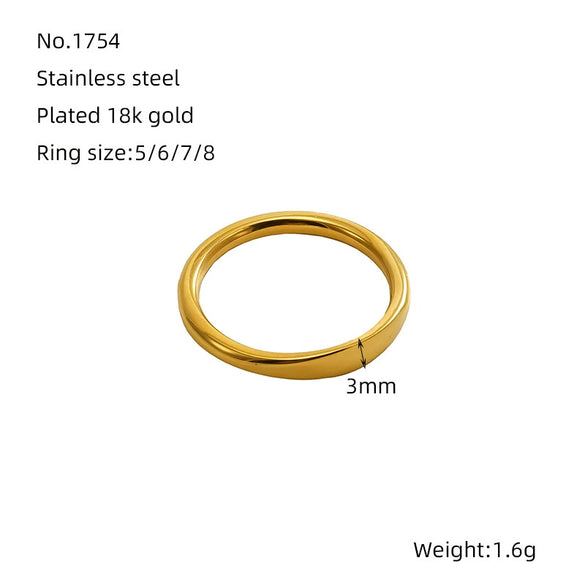 Wholesale Women's Minimalist Geometric Stainless Steel Electroplated Ring