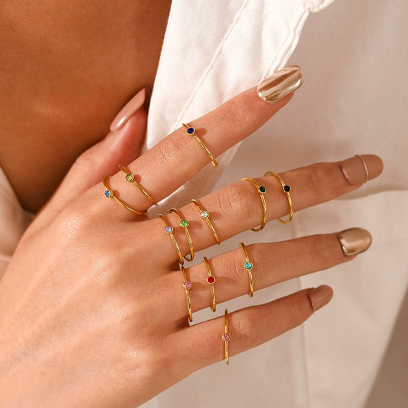 Wholesale Women's Minimalist Geometric Stainless Steel Electroplated Ring