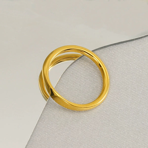 Wholesale Women's Minimalist Geometric Stainless Steel Electroplated Ring