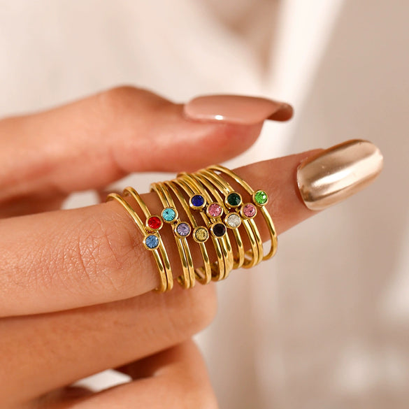 Wholesale Women's Minimalist Geometric Stainless Steel Electroplated Ring