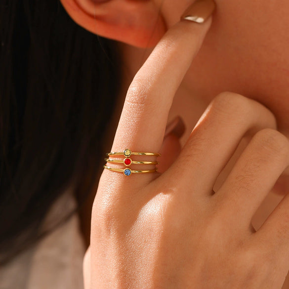 Wholesale Women's Minimalist Geometric Stainless Steel Electroplated Ring